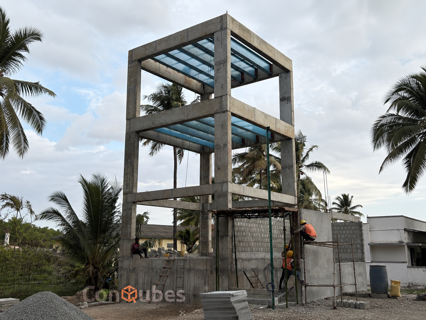 Finished Precast Concrete Blocks Stacked